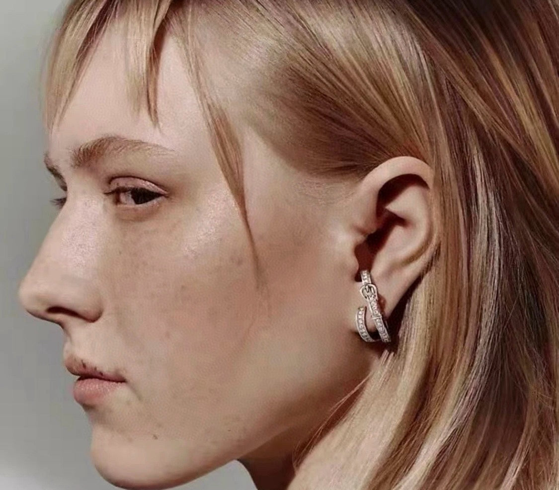 Horse Stud Earrings in Silver-Tone front product view