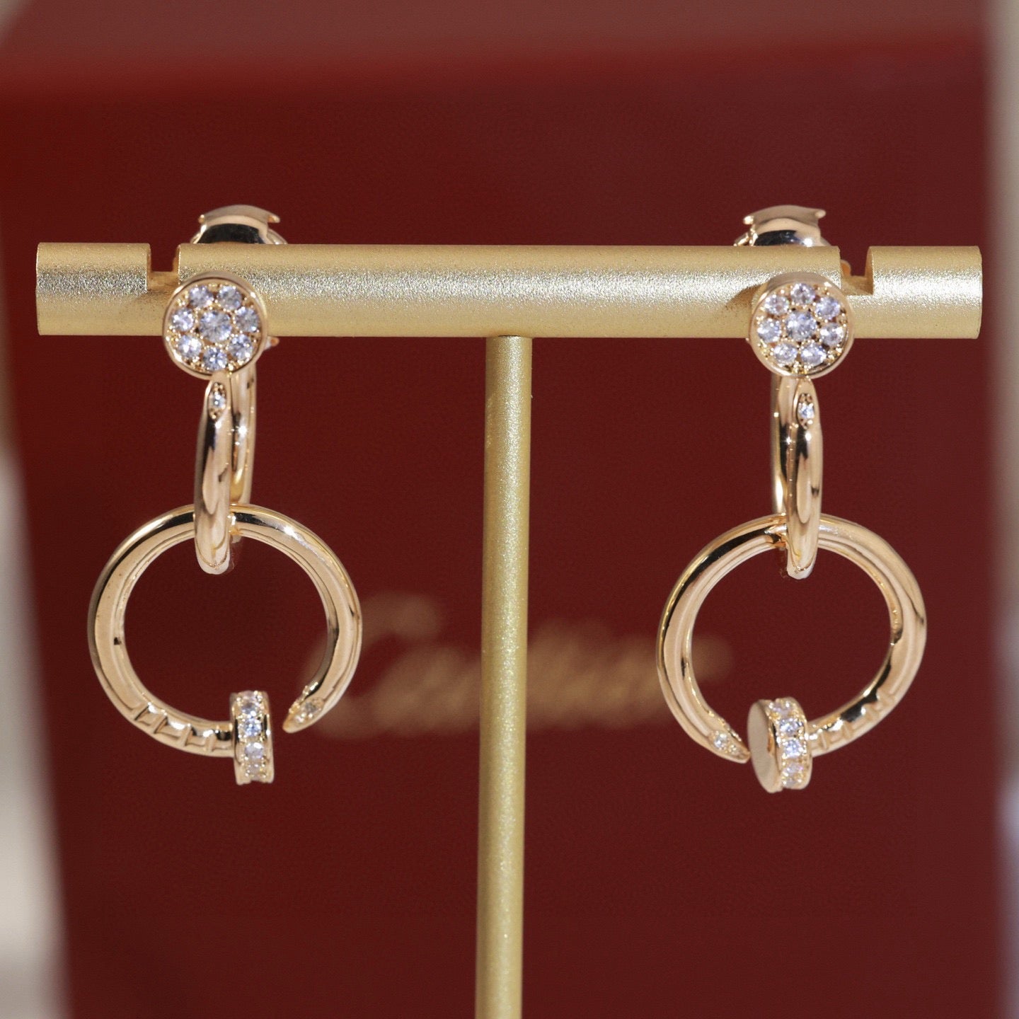 Nail Motif Stud Earrings in Silver-Tone close-up detail