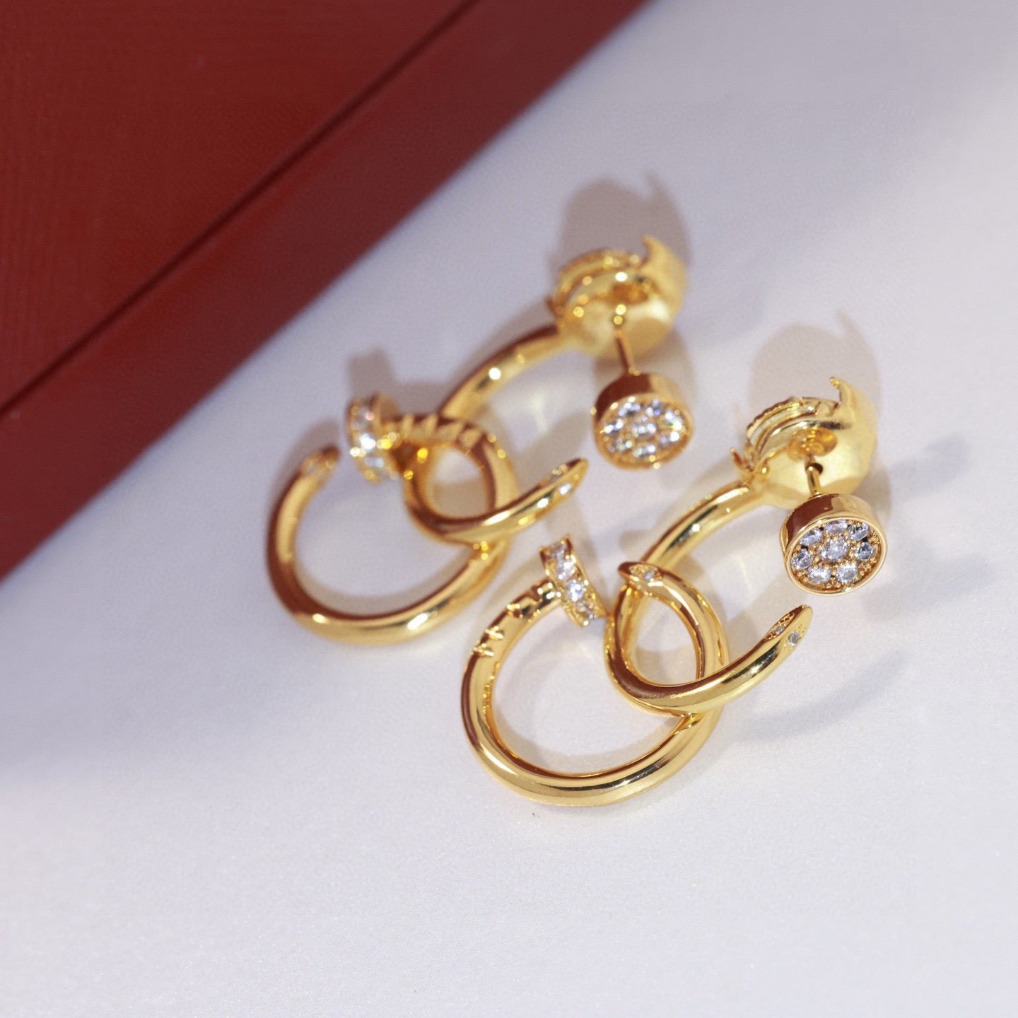 Nail Motif Stud Earrings in Silver-Tone main product view
