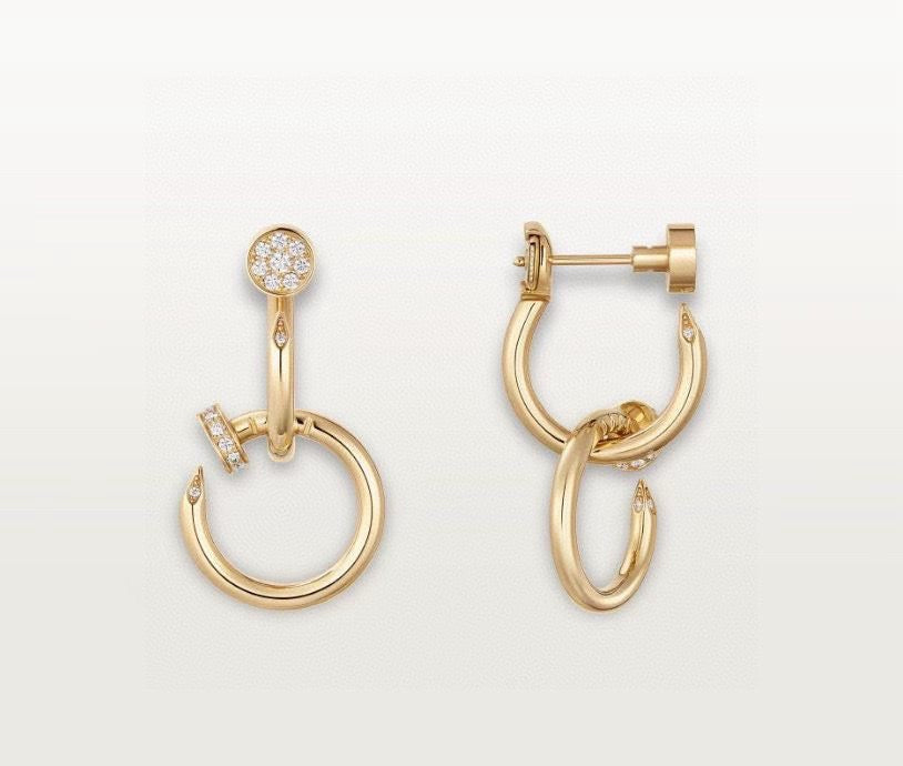 Nail Motif Stud Earrings in Silver-Tone detail view