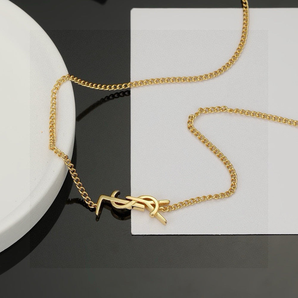 Geometric Emblem Pendant Necklace in Gold-Tone – Design 001 close-up detail