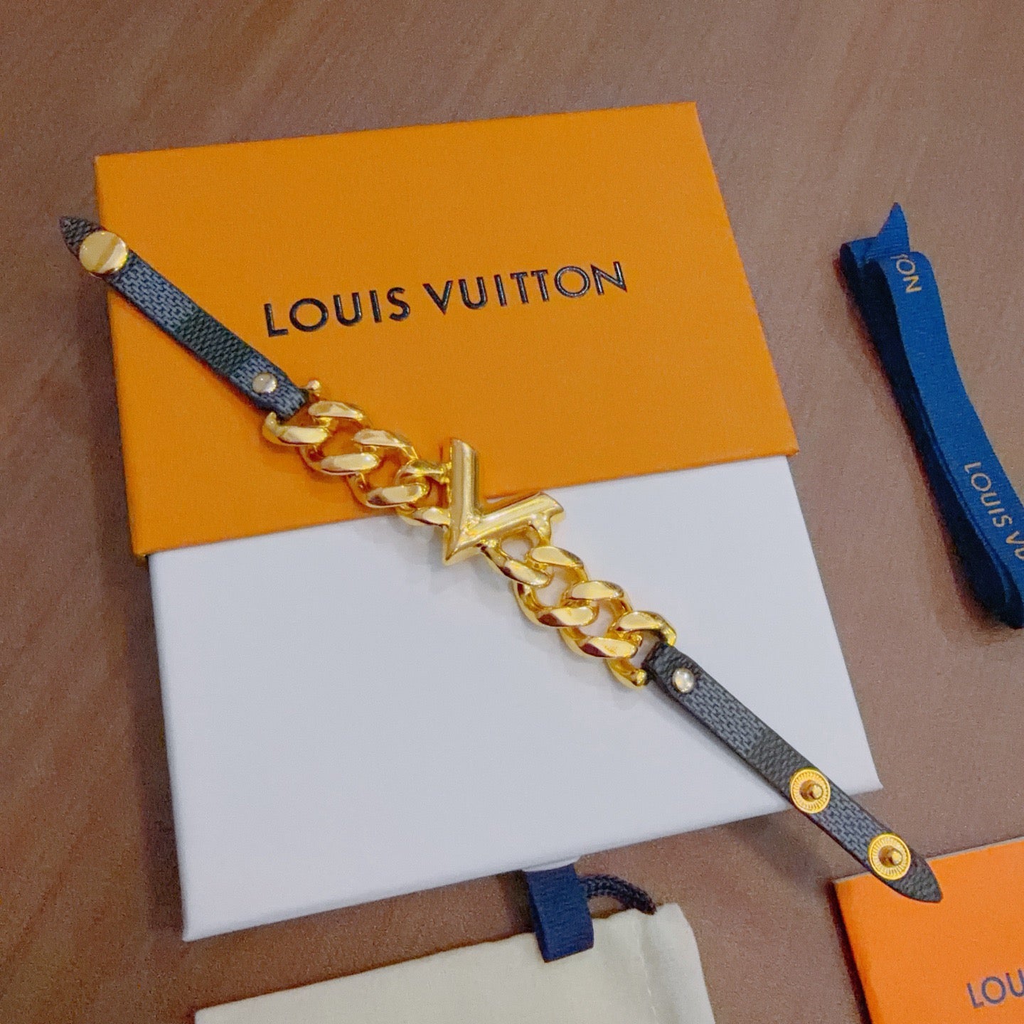 Geometric Emblem Leather-Detail Bracelet – Leather Detail – Design 021 front product view