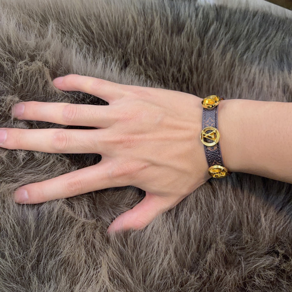 Geometric Emblem Leather-Detail Bracelet – Leather Detail – Design 012 main product view