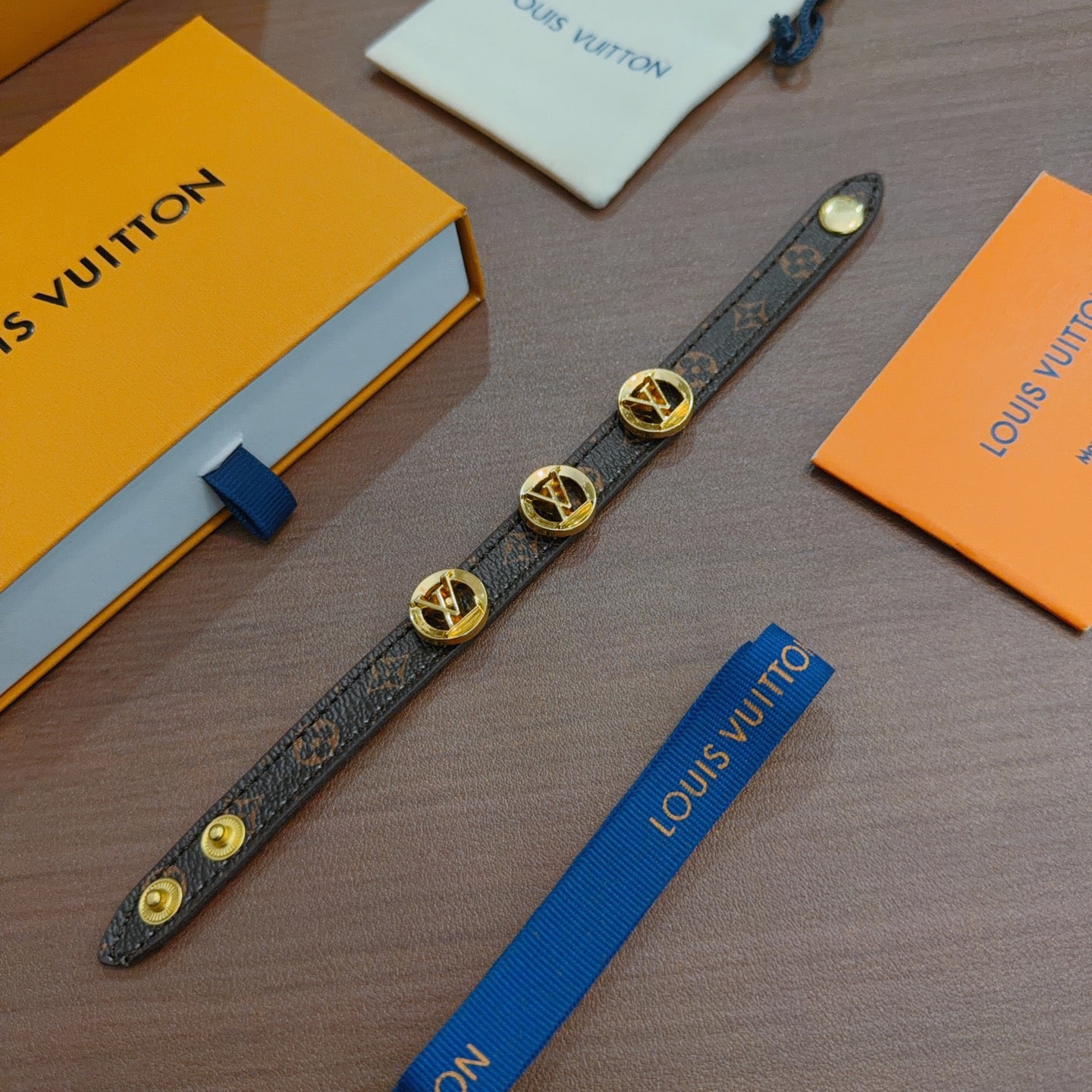 Geometric Emblem Leather-Detail Bracelet – Leather Detail – Design 012 front product view