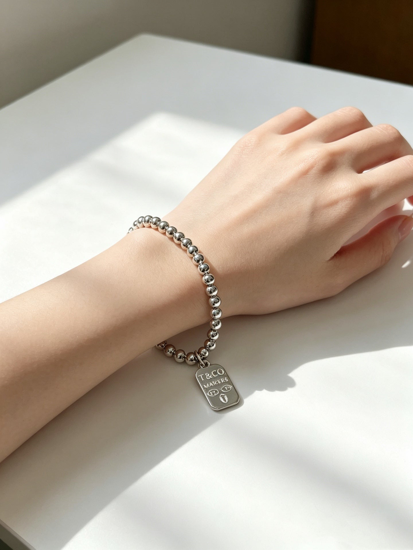 Signature Motif Bracelet in Silver-Tone – Vintage Detail – Design 83 side detail