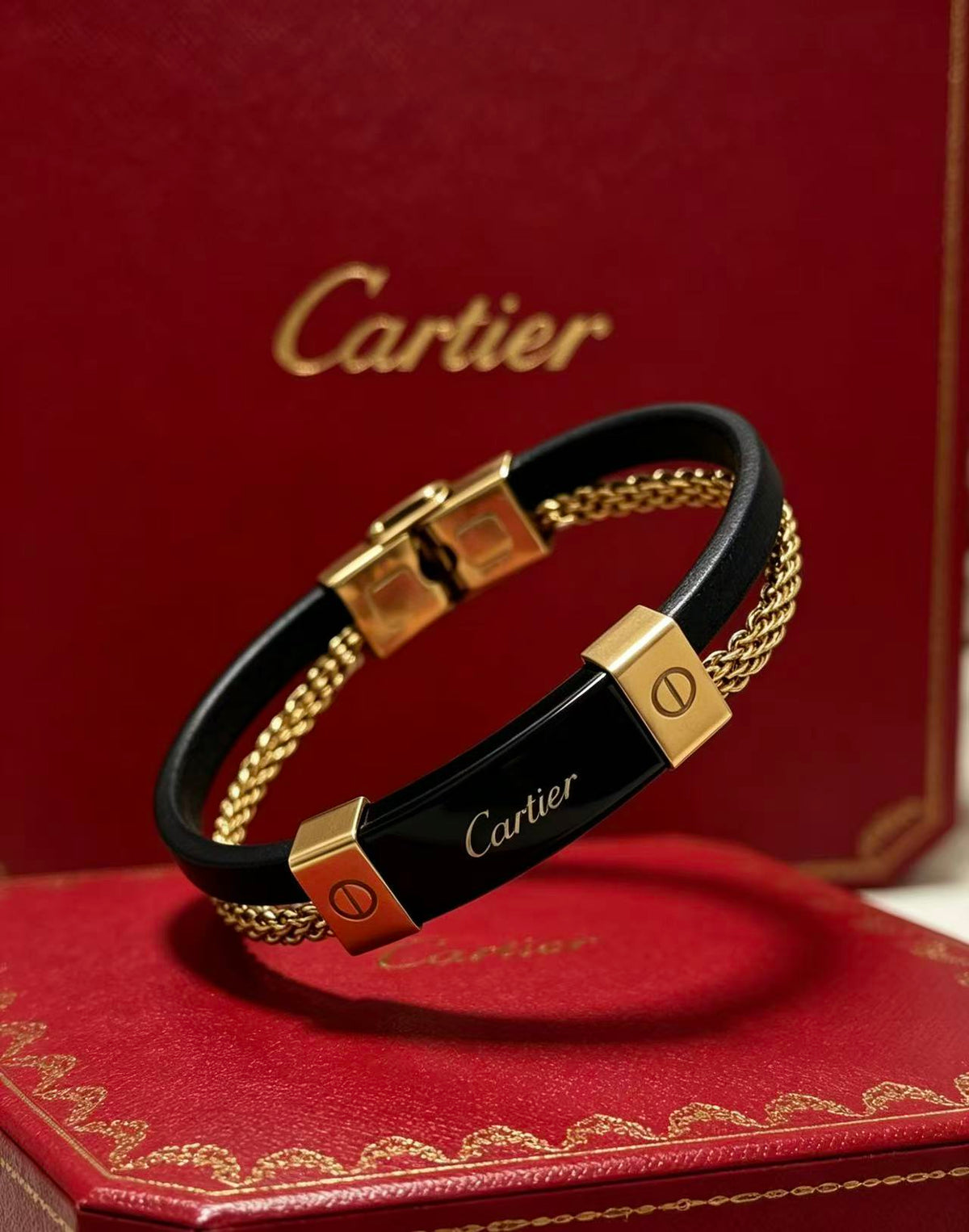 Sculptural Statement Bracelet in Gold-Tone – Design 236 front view