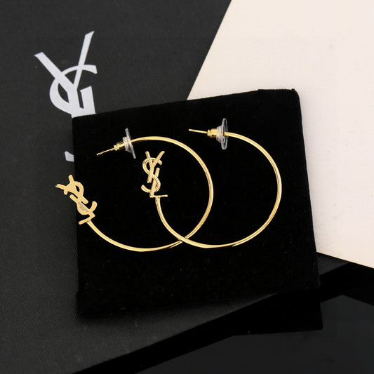 Geometric Emblem Stud Earrings in Polished Metal-Tone – Design 004 main product view