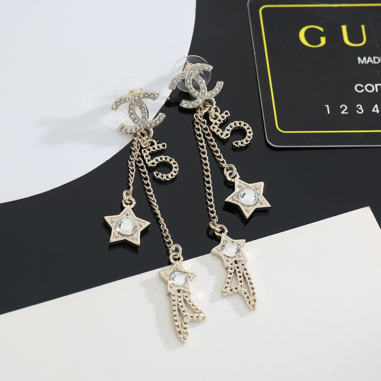 Signature Emblem Stud Earrings in Gold-Tone – Design 048 main product view