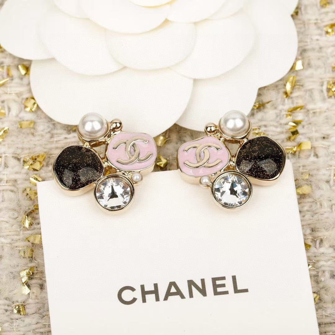 Signature Emblem Stud Earrings in Gold-Tone – Design 063 detail view
