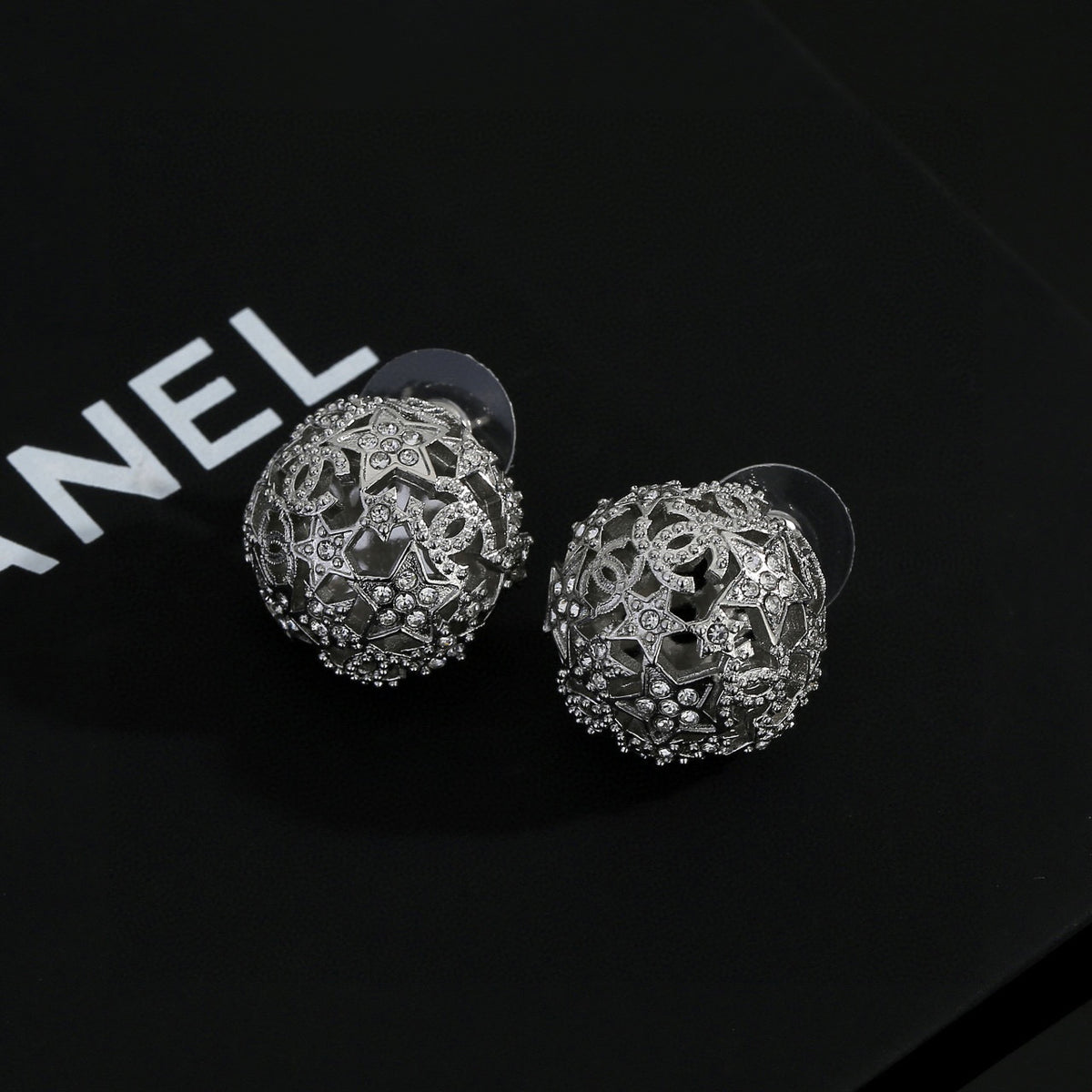 Star Stud Earrings in Gold-Tone – Star Detail – Design 006 front product view