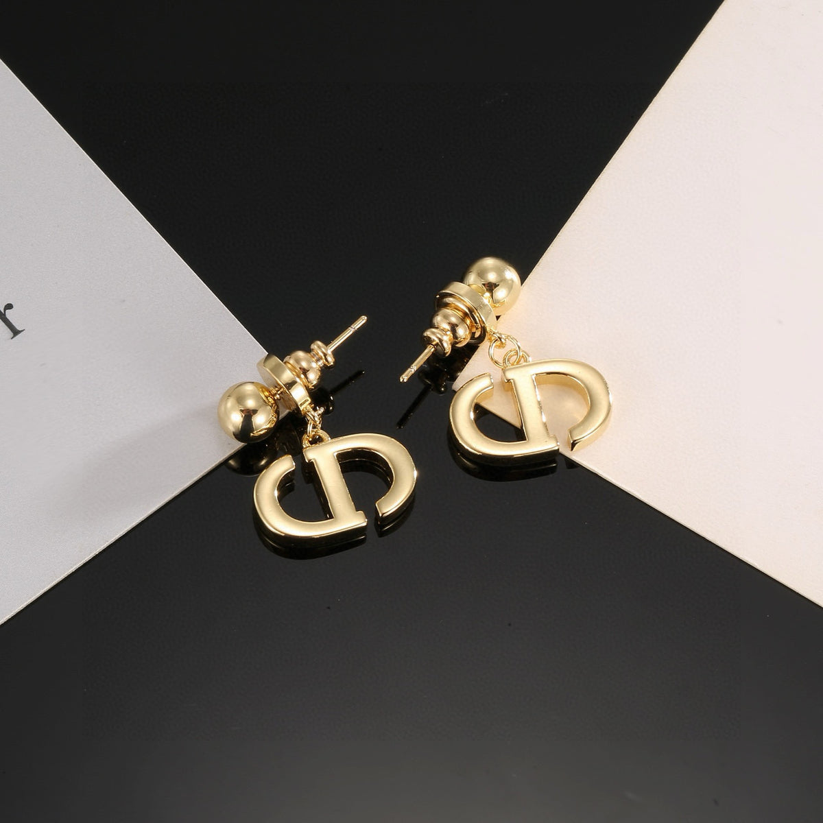 Sculptural Stud Earrings in Polished Metal-Tone – Design 020 main product view