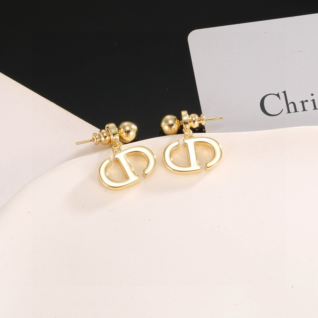 Sculptural Stud Earrings in Polished Metal-Tone – Design 020 side detail