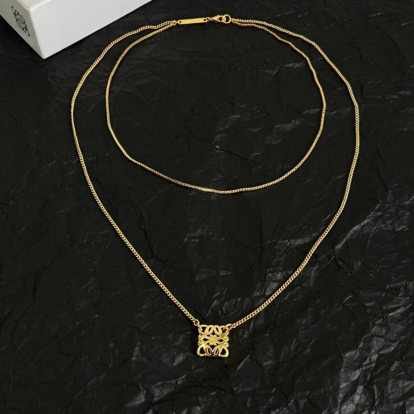 Floral Motif Pendant Necklace in Polished Metal-Tone – Design 02 styled view