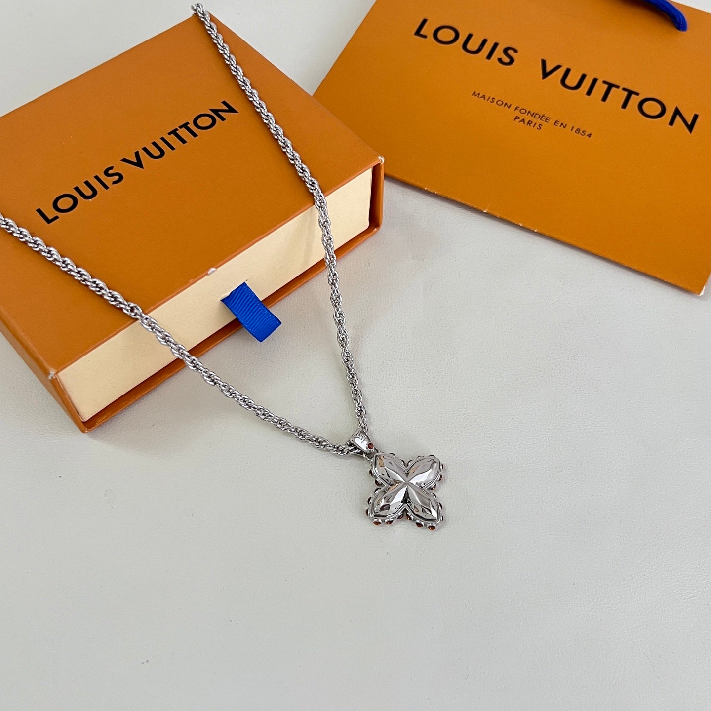 Geometric Emblem Pendant Necklace in Polished Metal-Tone – Design 034 styled product view