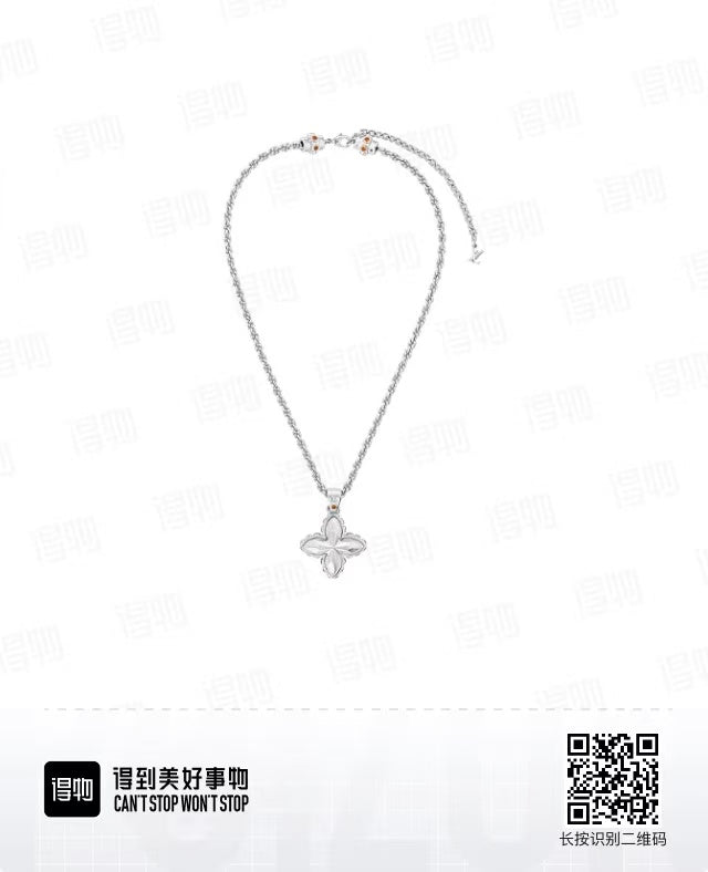 Geometric Emblem Pendant Necklace in Polished Metal-Tone – Design 034 main product view