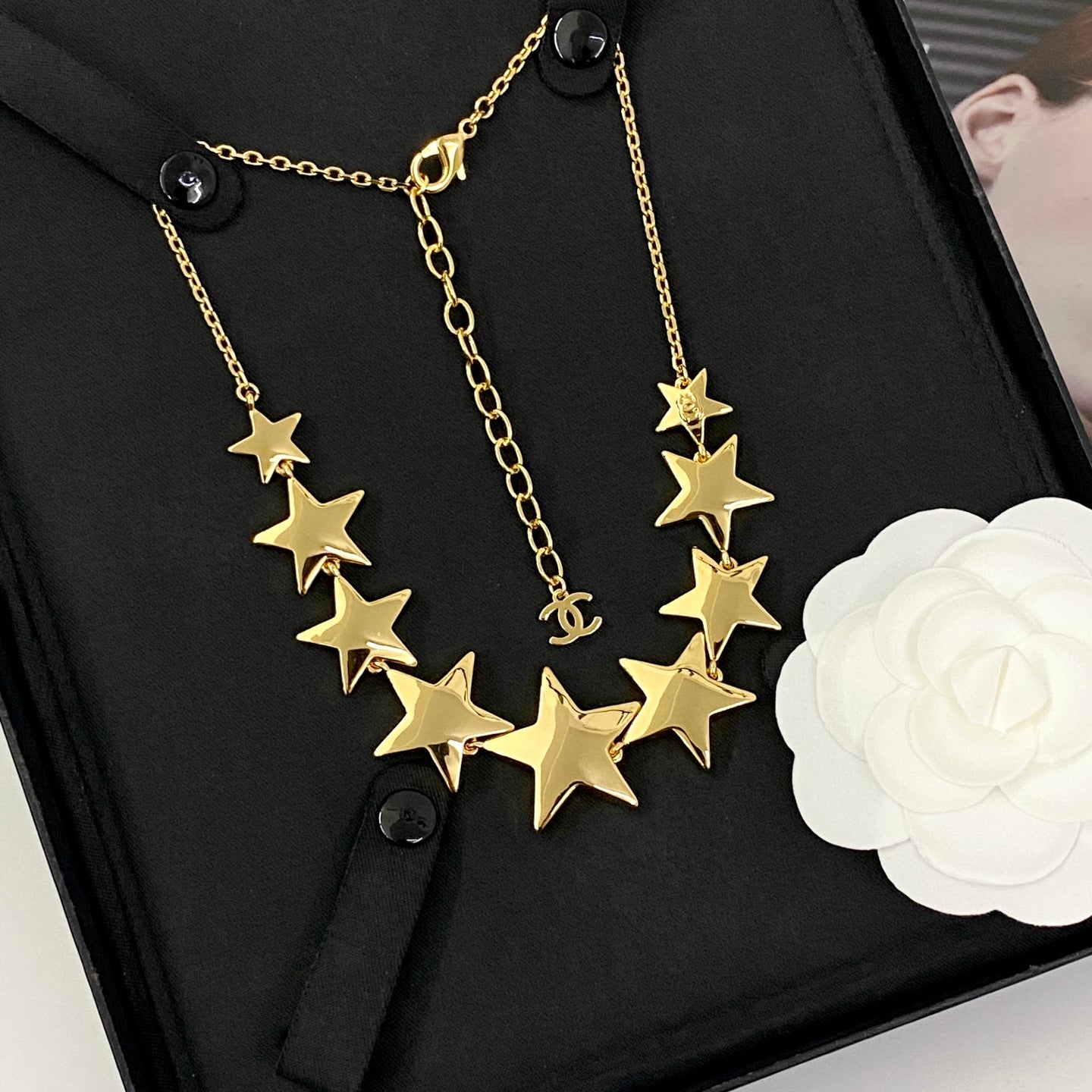 Star Pendant Necklace in Gold-Tone – Star Detail – Design 002 front product view