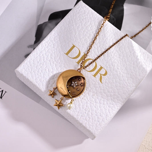 Graphic Letter Motif Pendant Necklace in Polished Metal-Tone – Design 029 main product view