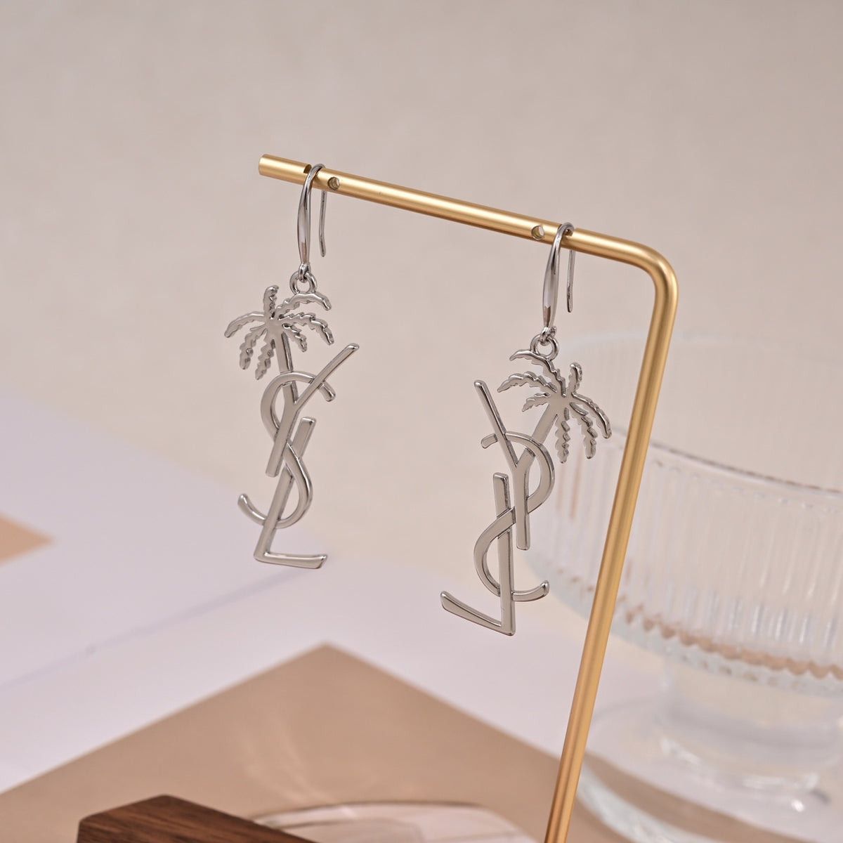 Geometric Emblem Statement Earrings in Gold-Tone – Design 002 main product view