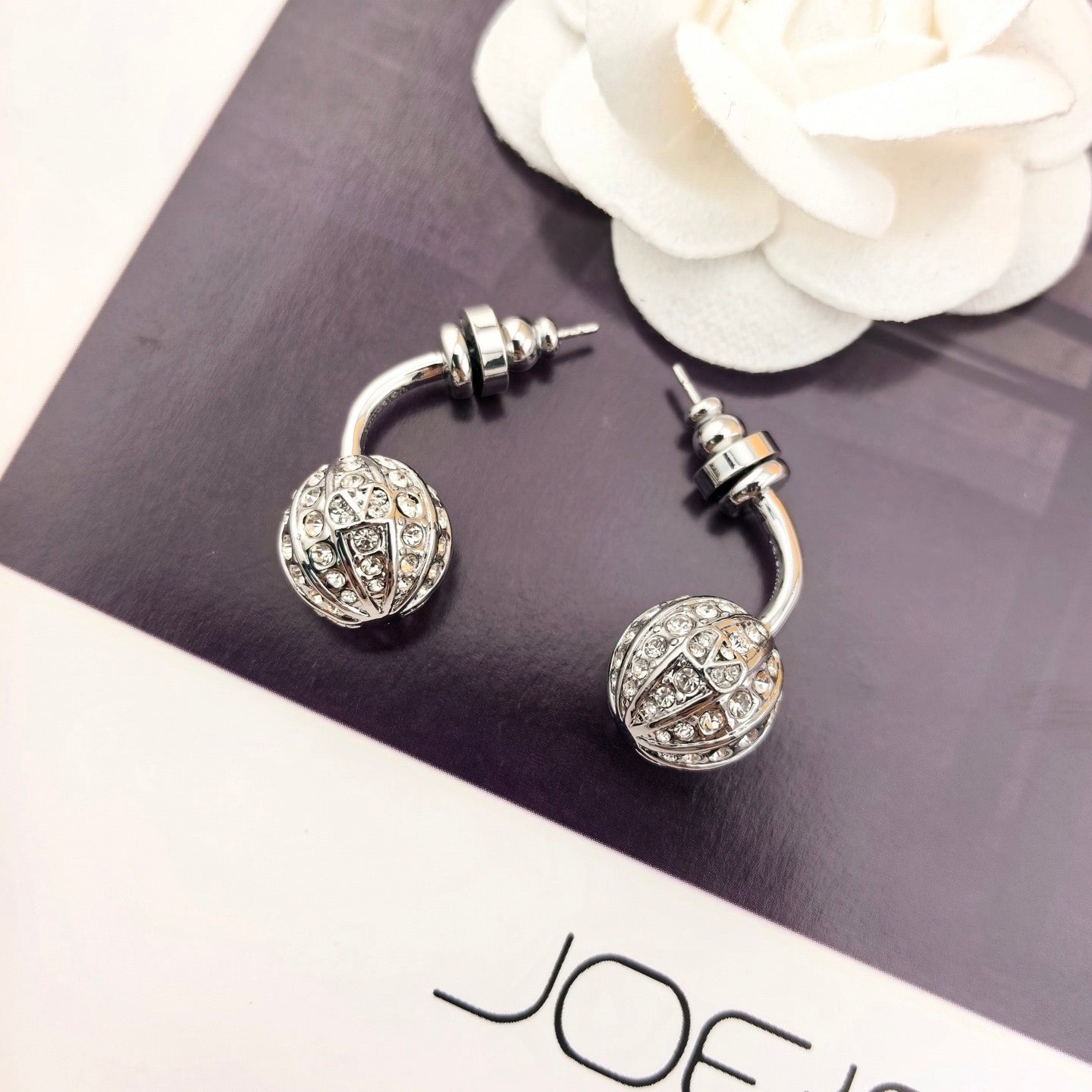 Signature Emblem Statement Earrings in Polished Metal-Tone – Design 09 close-up view
