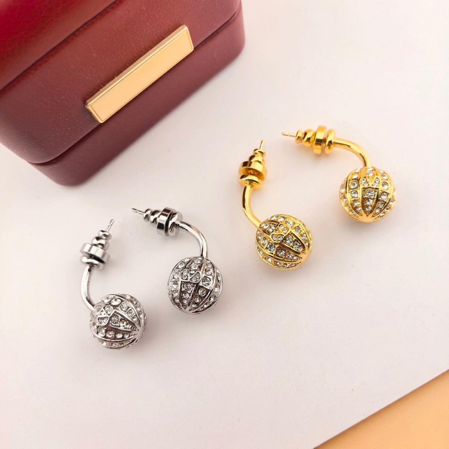 Signature Emblem Statement Earrings in Polished Metal-Tone – Design 09 detail view