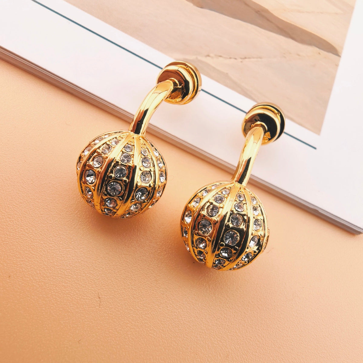 Signature Emblem Statement Earrings in Polished Metal-Tone – Design 08 front view