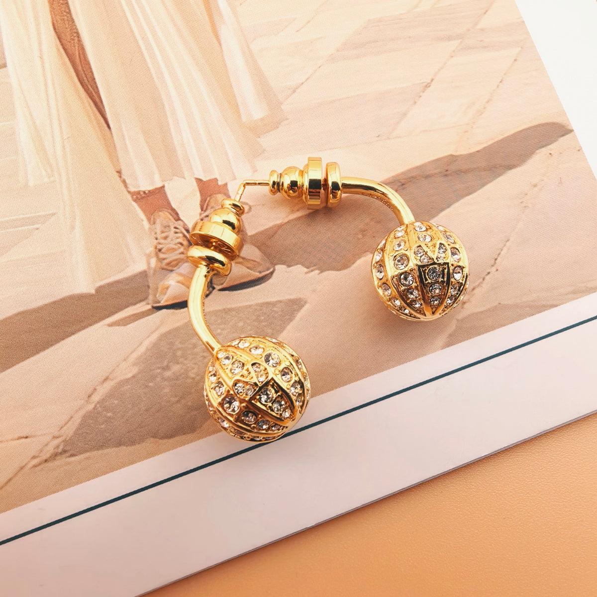 Signature Emblem Statement Earrings in Polished Metal-Tone – Design 09 detail view