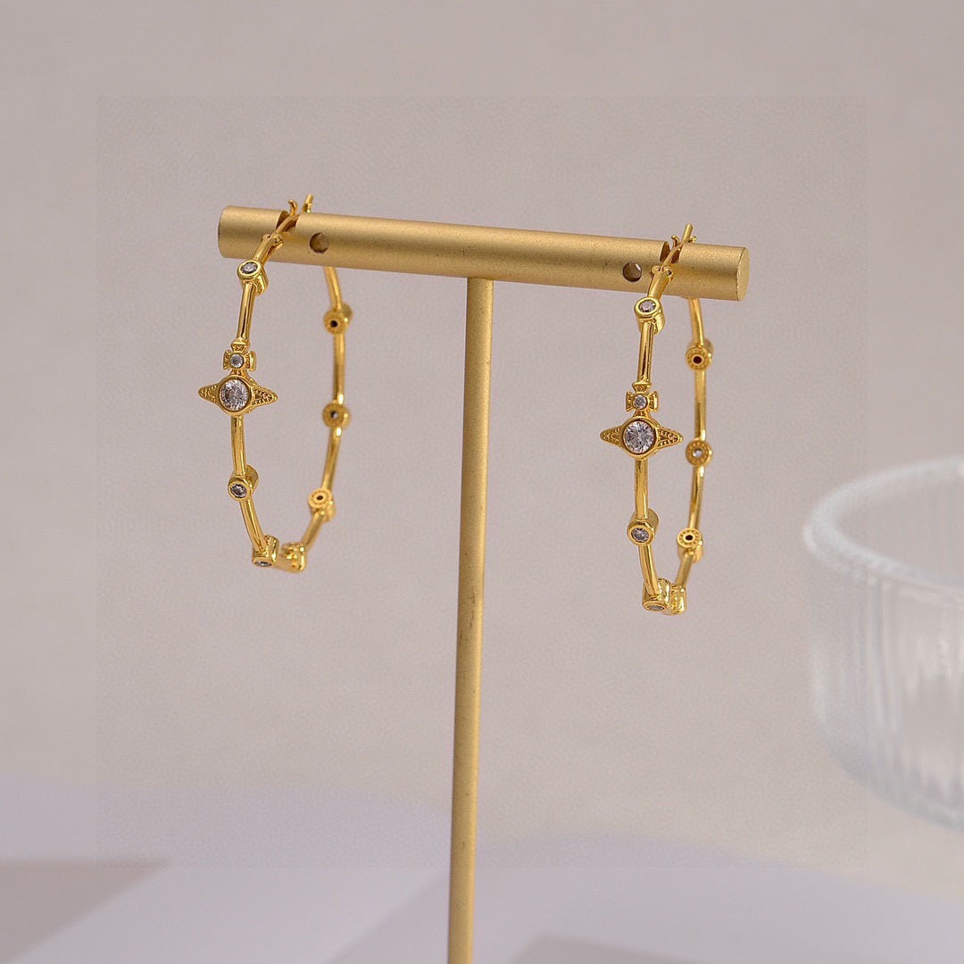 Orb Stud Earrings in Polished Metal-Tone – Design 019 styled product view