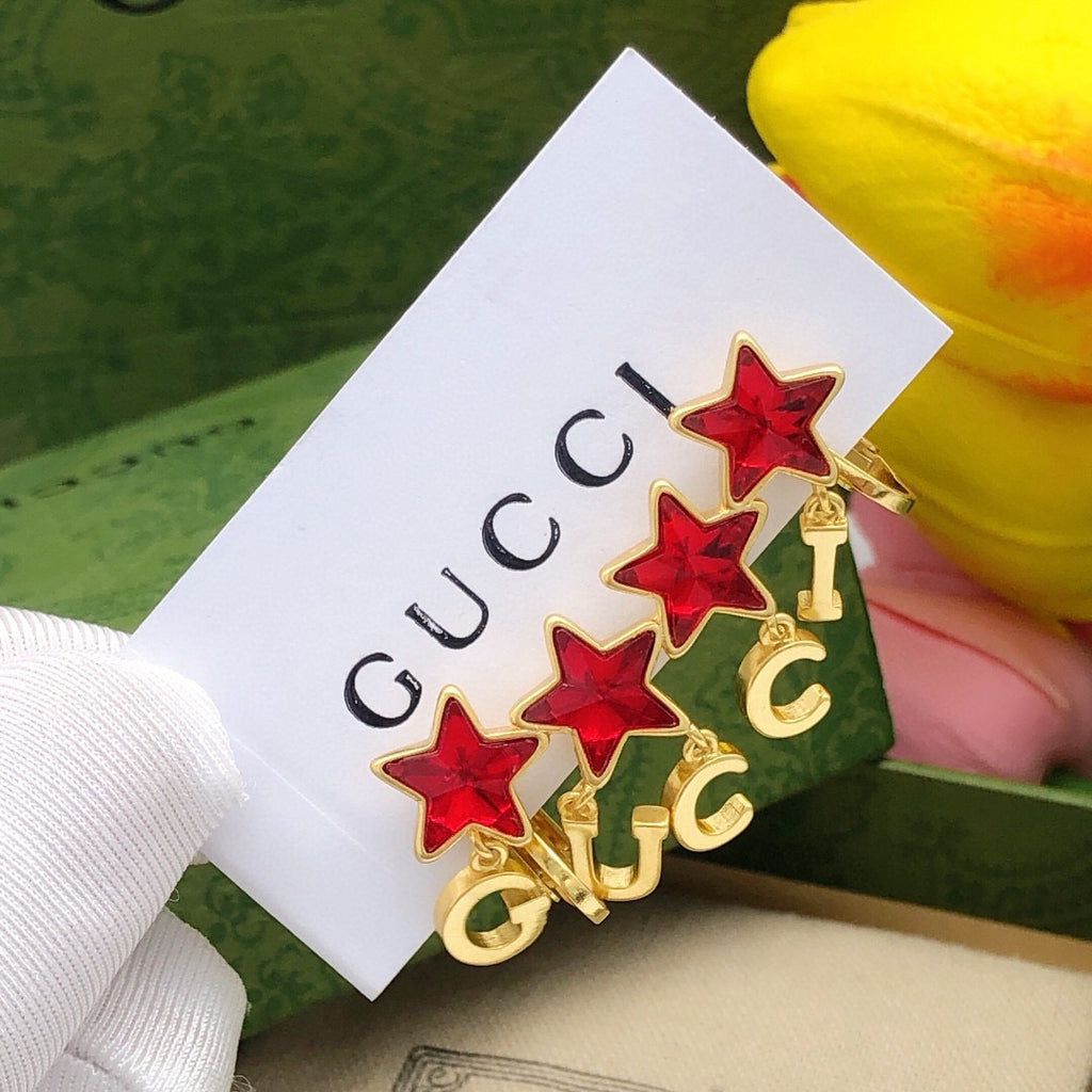 Star Statement Earrings in Polished Metal-Tone – Crystal Detail side detail