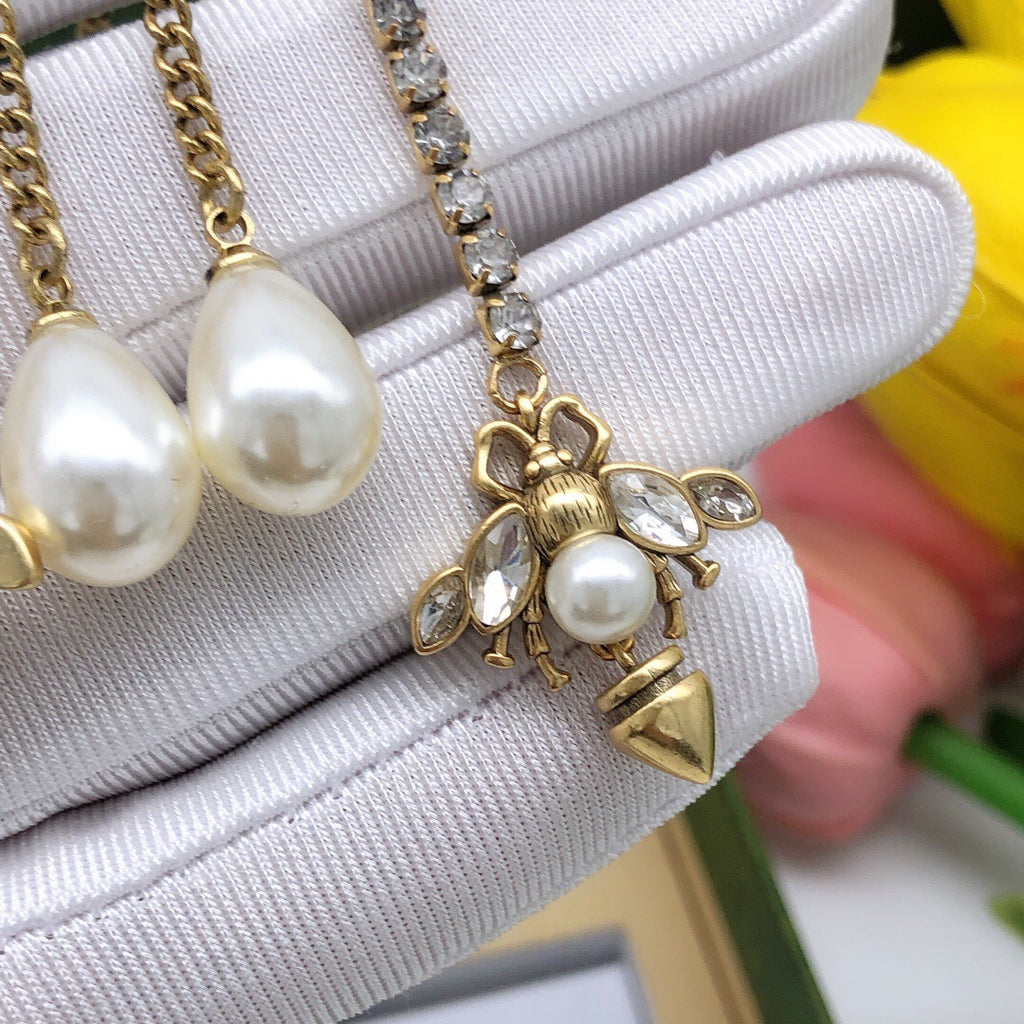 Bee Stud Earrings in Silver-Tone side detail