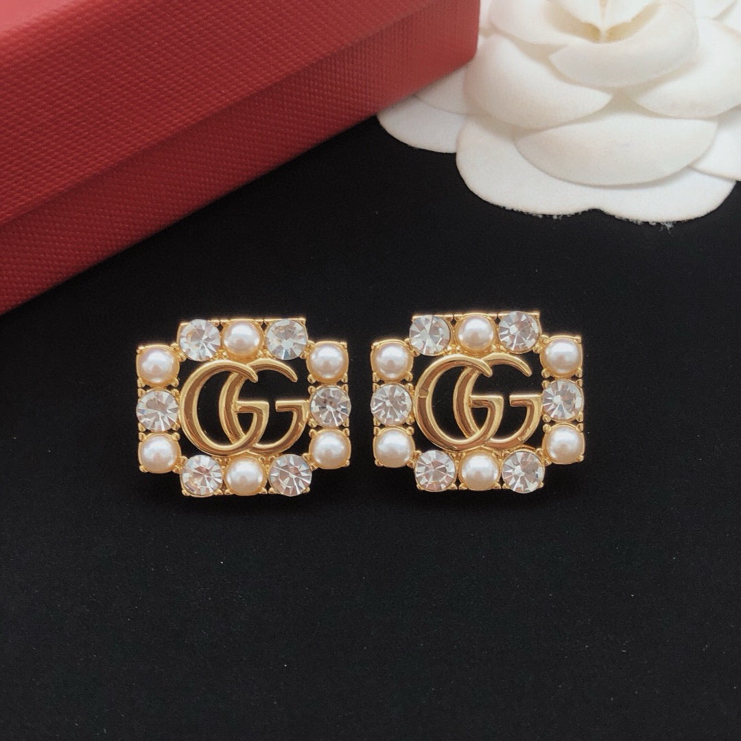 Square Stud Earrings in Gold-Tone main product view