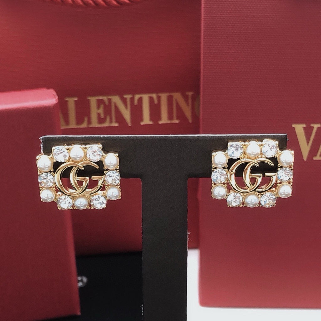 Square Stud Earrings in Gold-Tone front product view