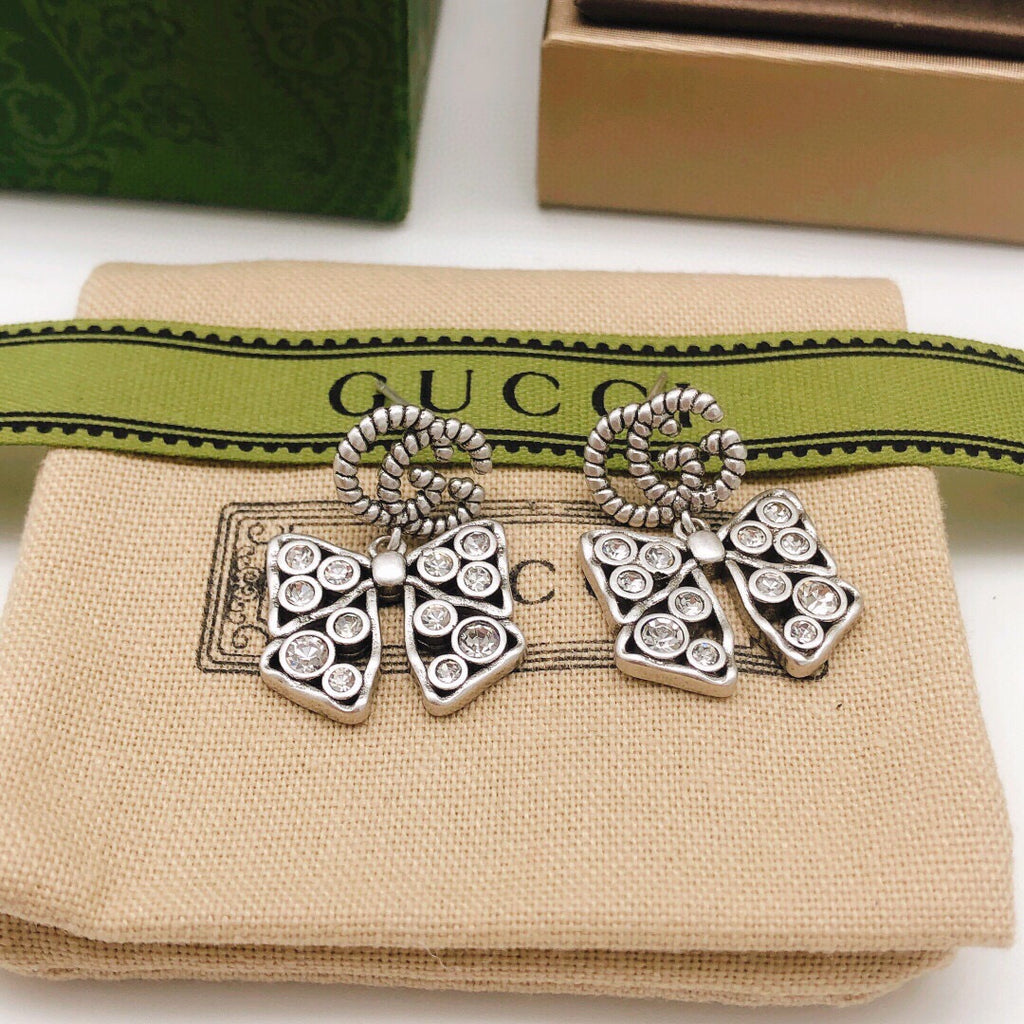 Double-G Emblem Statement Earrings in Silver-Tone – Design 002 front product view