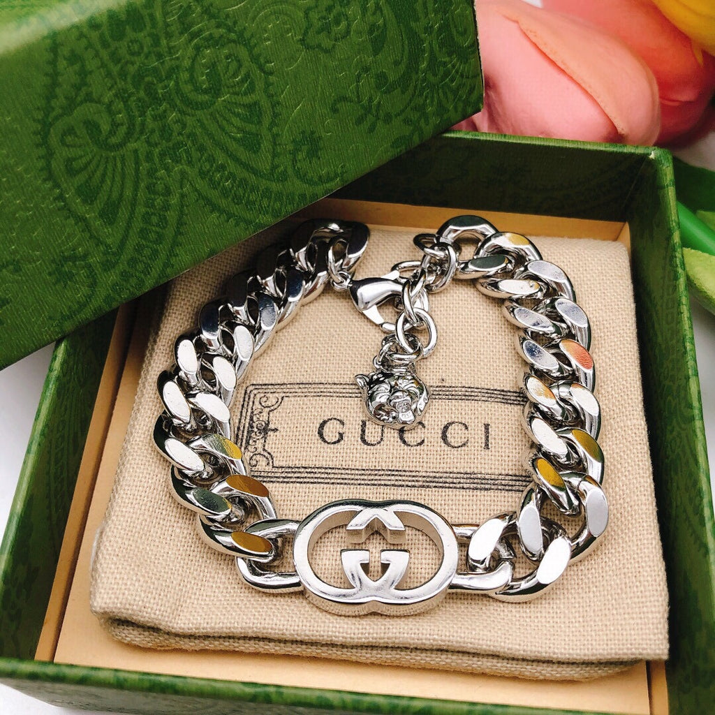 Double-G Emblem Bracelet in Silver-Tone main product view