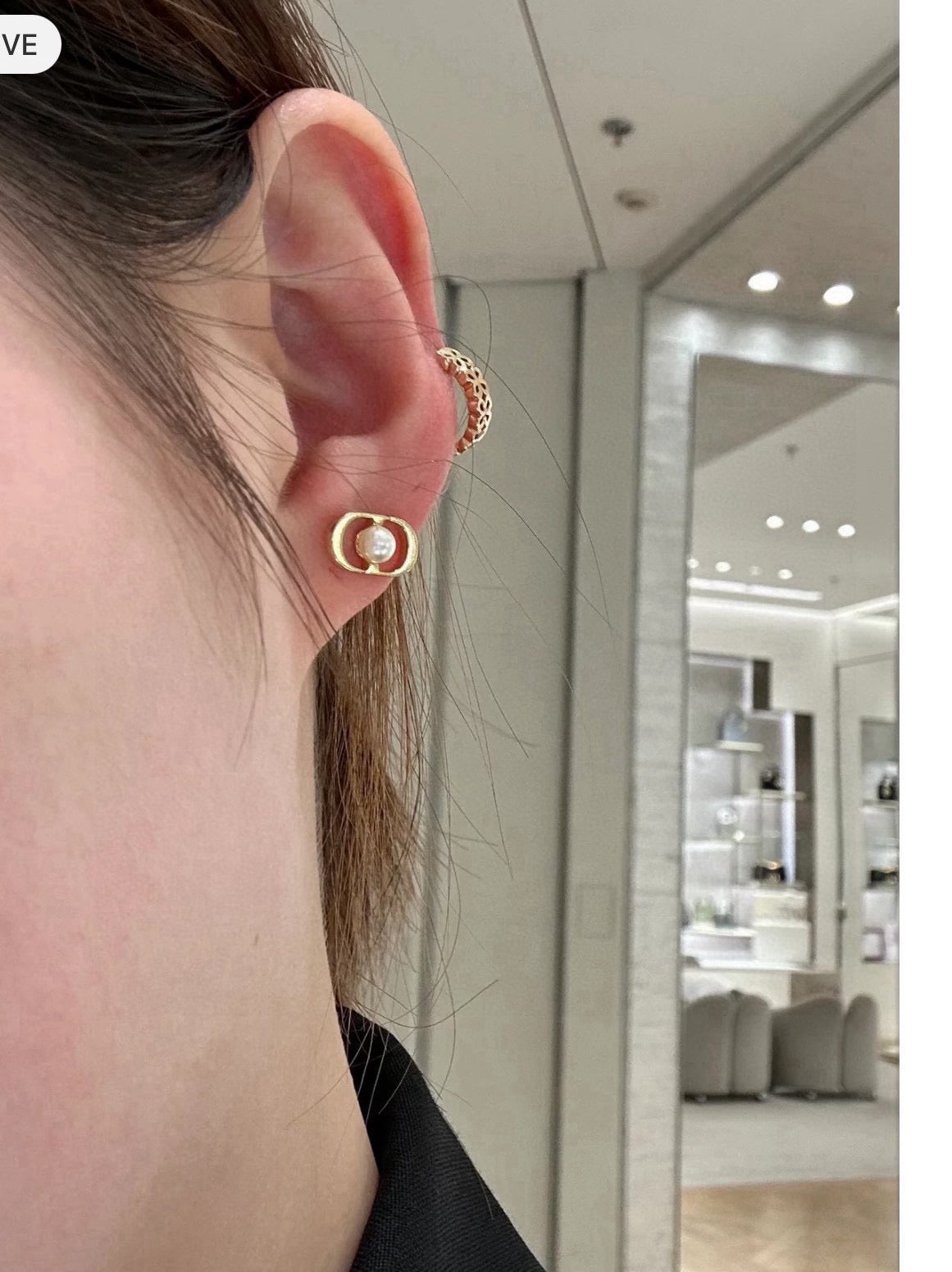 Graphic Letter Motif Stud Earrings in Gold-Tone – Design 002 front view
