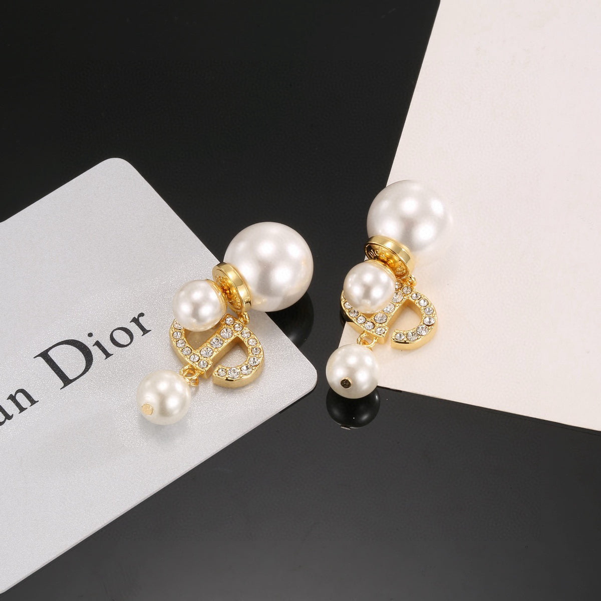 Pearl-Style Motif Statement Earrings in Silver-Tone with Pearl-Style Detail – Design 008 main product view