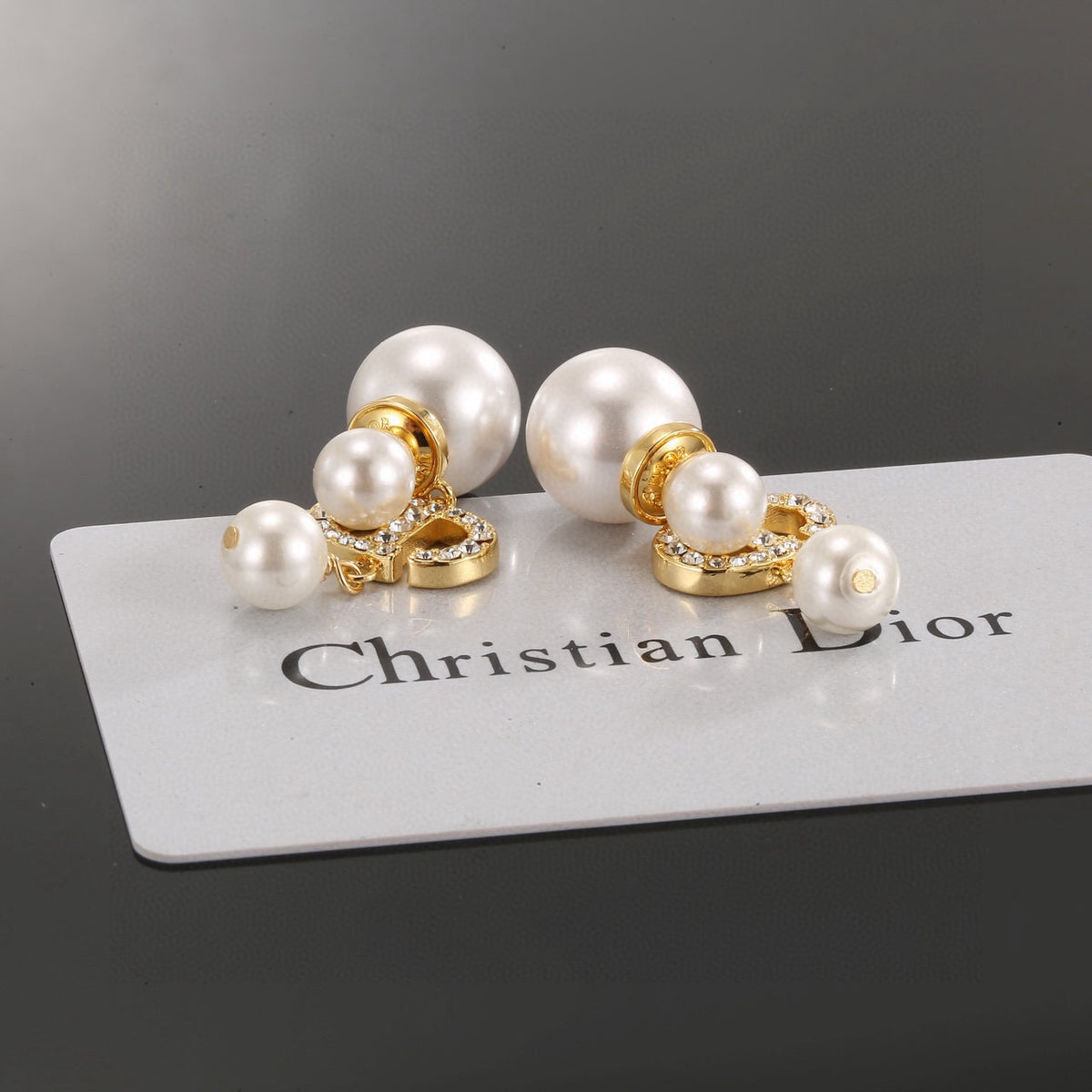 Pearl-Style Motif Statement Earrings in Silver-Tone with Pearl-Style Detail – Design 008 front view