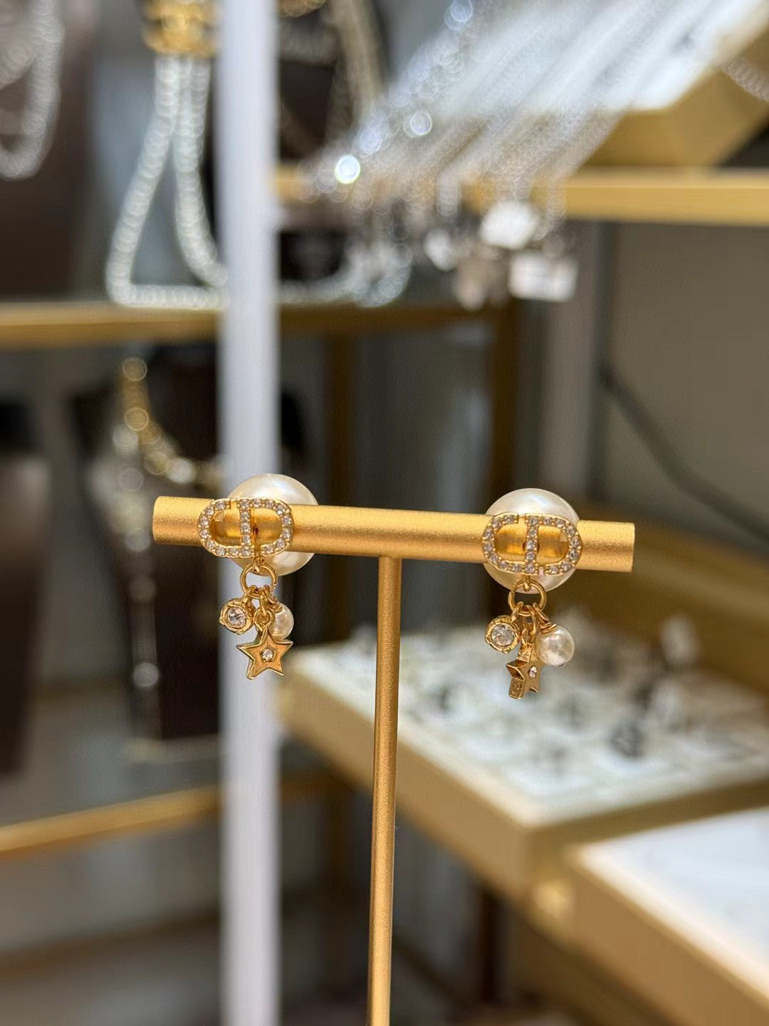 Pearl-Style Motif Statement Earrings in Silver-Tone with Pearl-Style Detail – Design 007 styled view