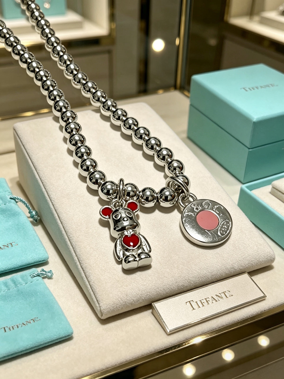Signature Motif Pendant Necklace in Silver-Tone – Vintage Detail – Design 36 side detail
