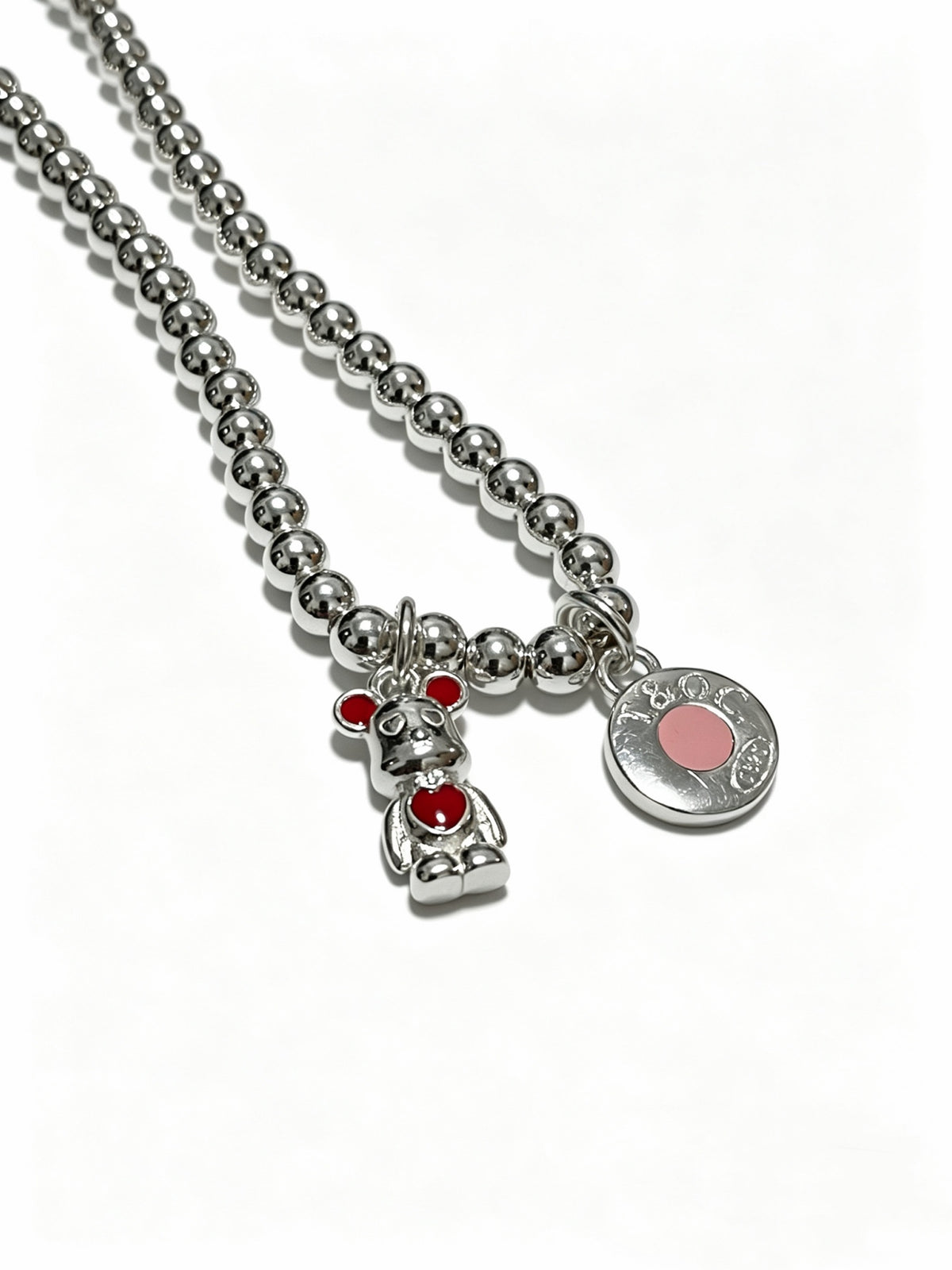 Signature Motif Pendant Necklace in Silver-Tone – Vintage Detail – Design 36 side detail
