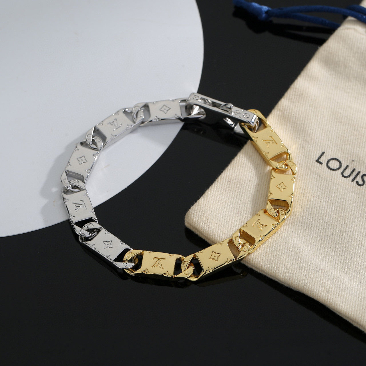 Letter Emblem Bracelet in Polished Metal-Tone – Design 037 main product view