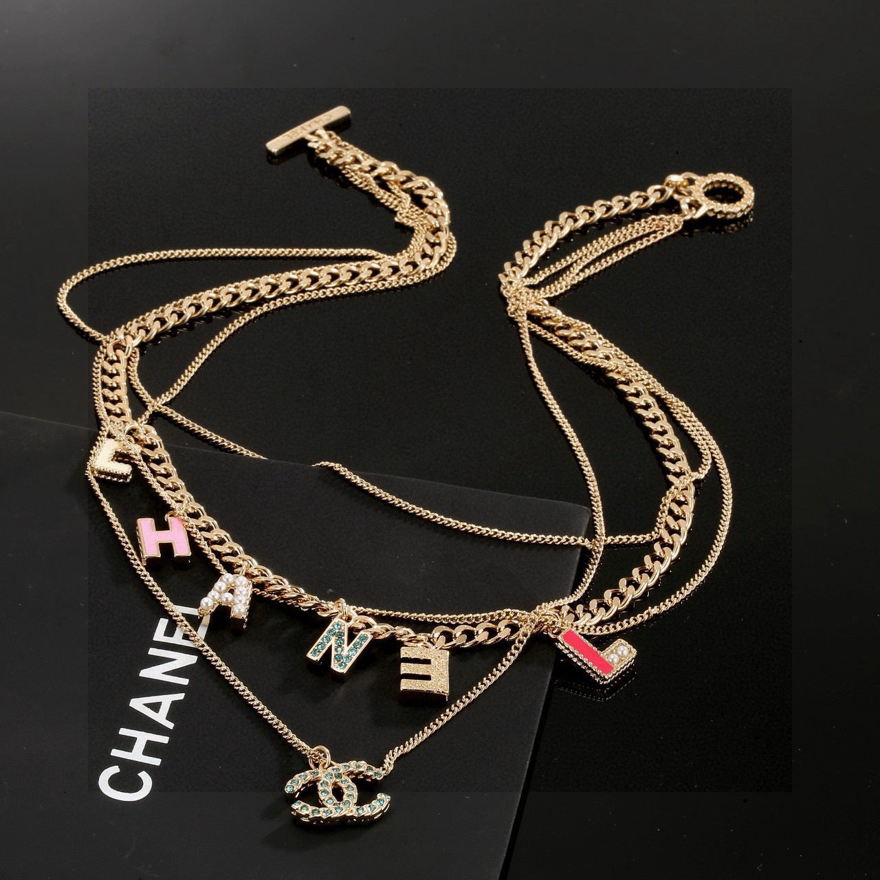Double-C Emblem Crystal-Accent Pendant Necklace – Design 049 main product view