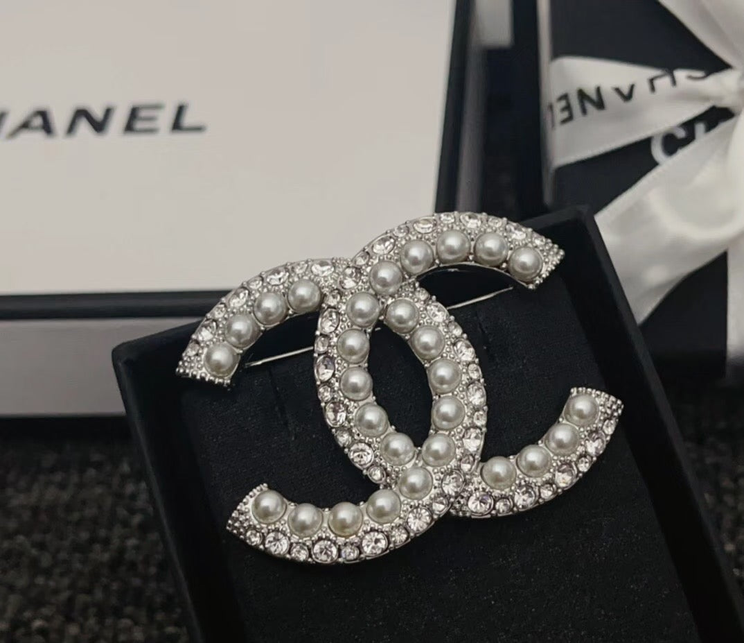 Signature Emblem Brooch in Silver-Tone – Design 004 styled product view