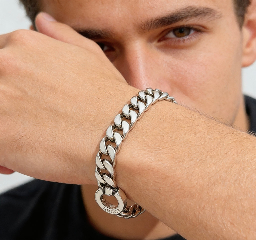 Geometric Emblem Bracelet in Polished Metal-Tone – Design 070 main product view