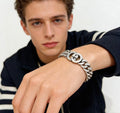 Geometric Emblem Bracelet in Polished Metal-Tone – Design 070 main product view