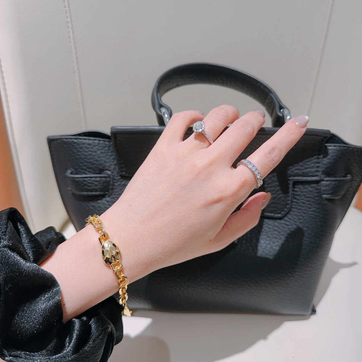 Geometric Emblem Statement Ring in Polished Metal-Tone – Design 129 detail view