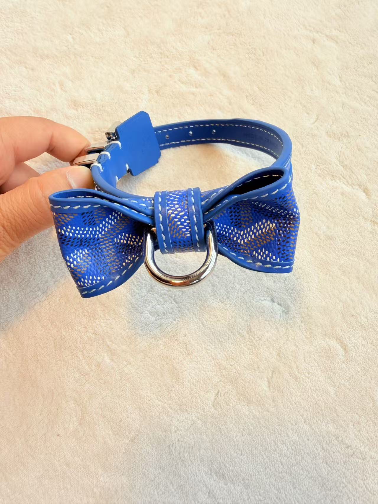 Bow Detail Leather Pet Collar – Design 01 front view
