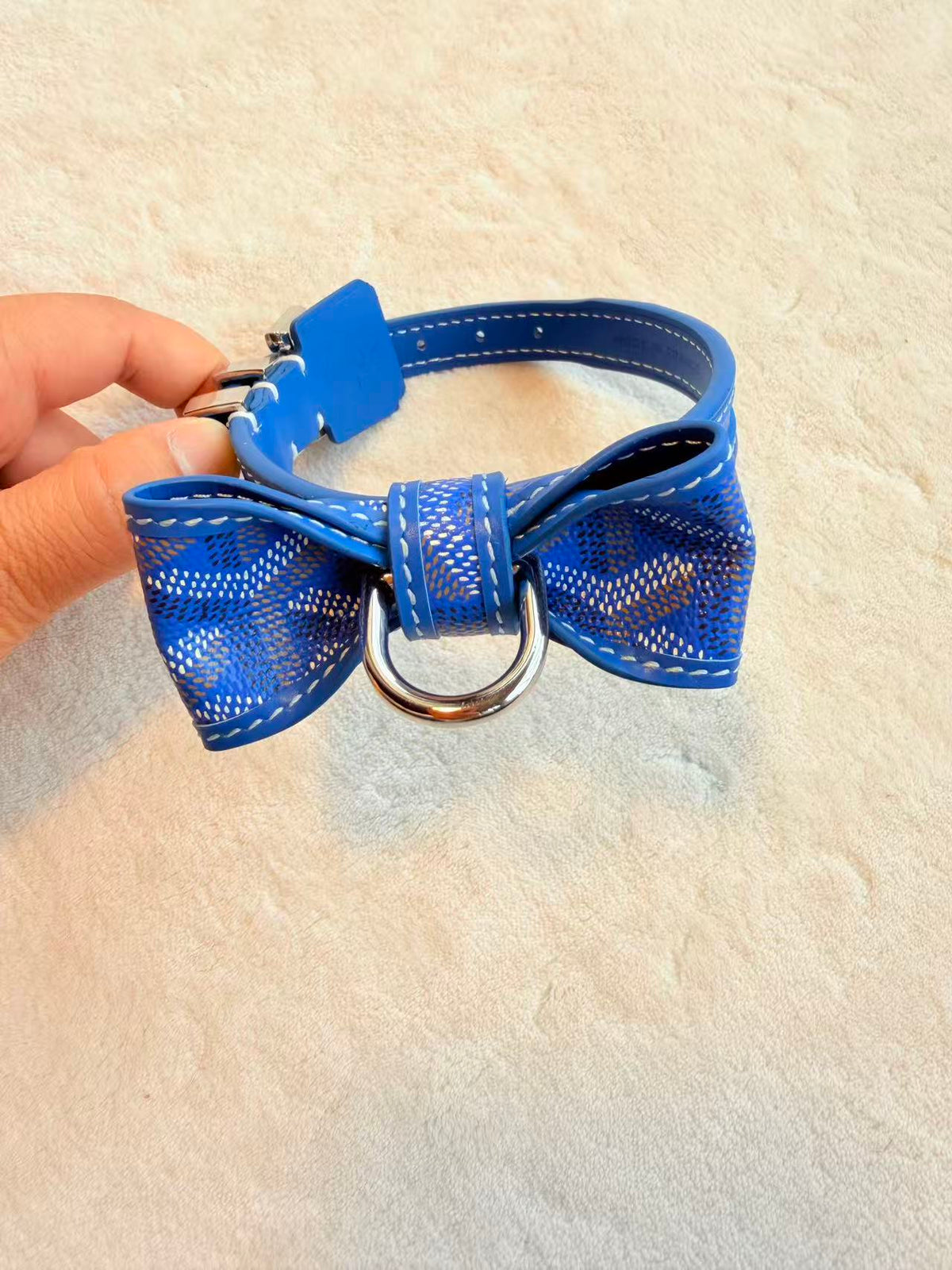 Bow Detail Leather Pet Collar – Design 01 front view