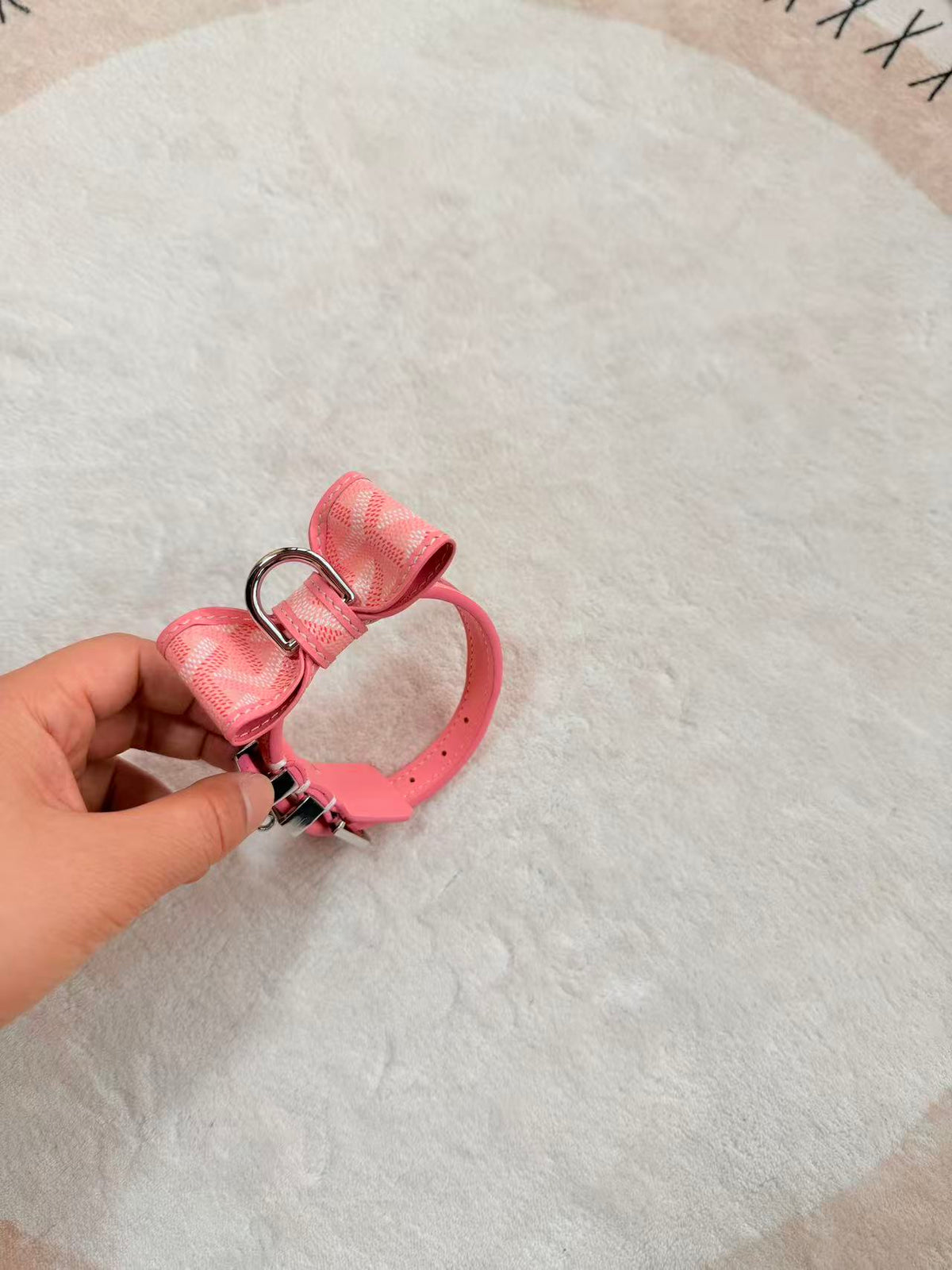 Bow Detail Leather Pet Collar – Design 03 front view