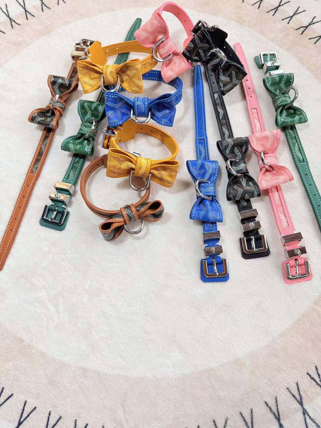 Bow Detail Leather Pet Collar – Design 03 front view