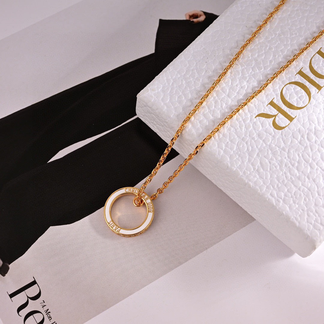 Graphic Letter Motif Pendant Necklace in Polished Metal-Tone – Design 033 main product view